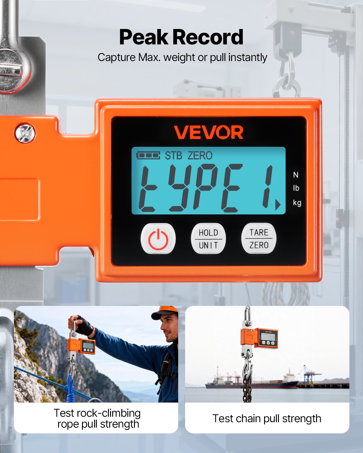 Digital Crane Scale 1100lbs/500kg Industrial Hanging with LCD Cast Aluminum