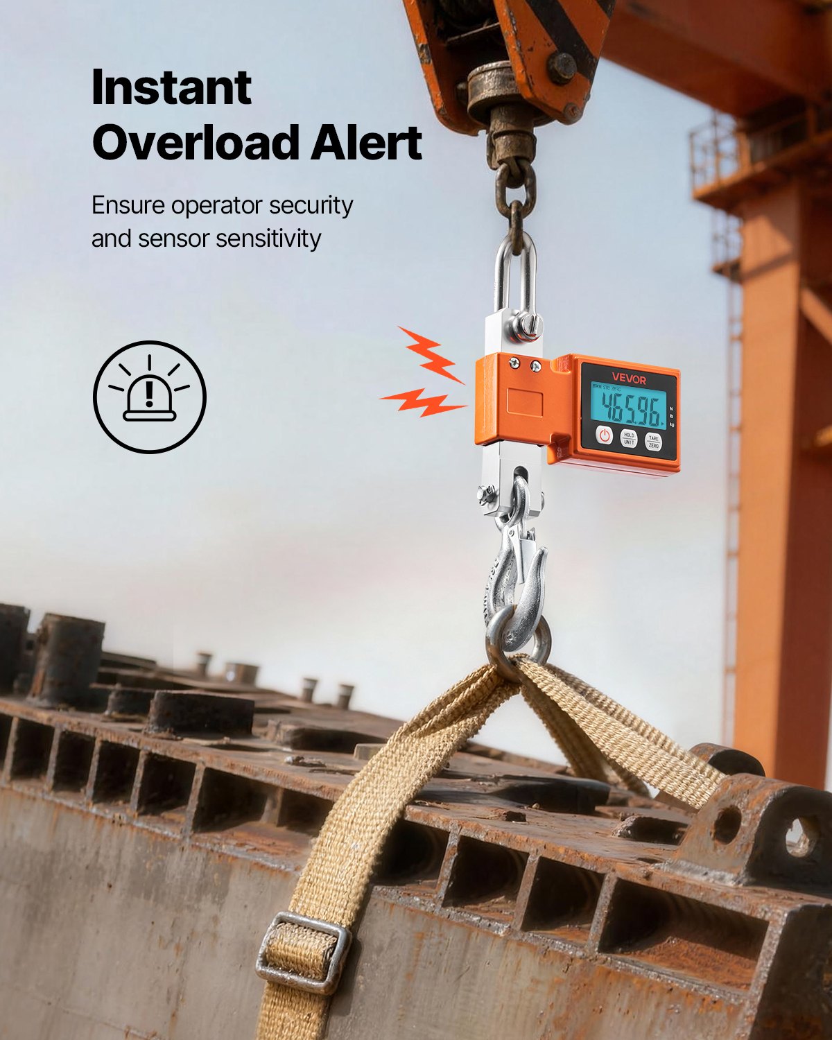 Digital Crane Scale 1100lbs/500kg Industrial Hanging with LCD Cast Aluminum