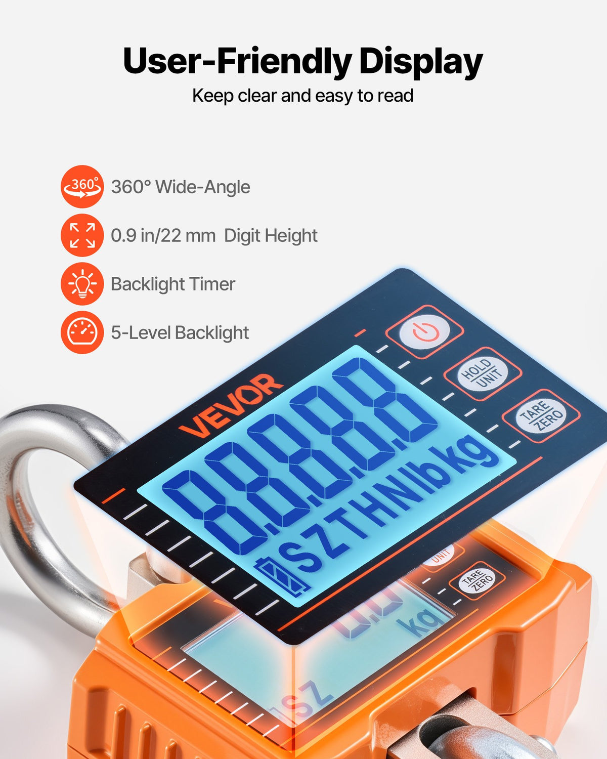 Industrial Digital Crane Scale 2000kg Capacity Hanging LCD Remote Control