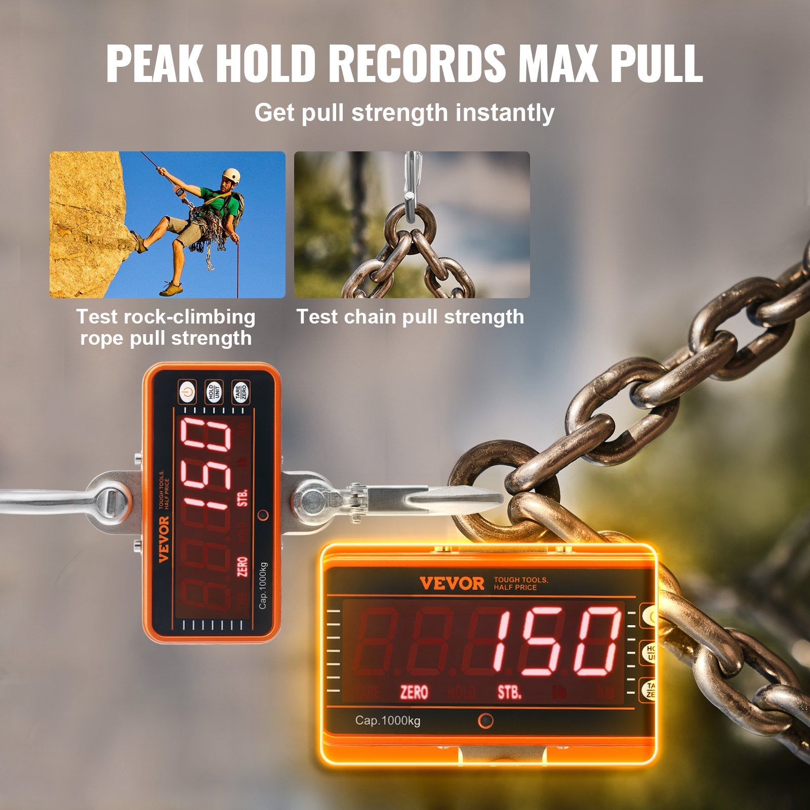 Digital Crane Scale, 2200 lbs/1000 kg Heavy-Duty Hanging Scale with LED & Remote