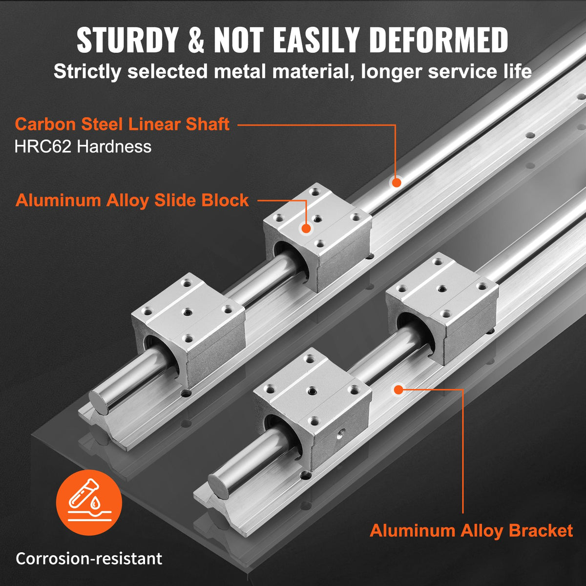 Linear Guide Rail Set SBR20 1500mm 2 Rails 4 SBR20UU Slide Blocks
