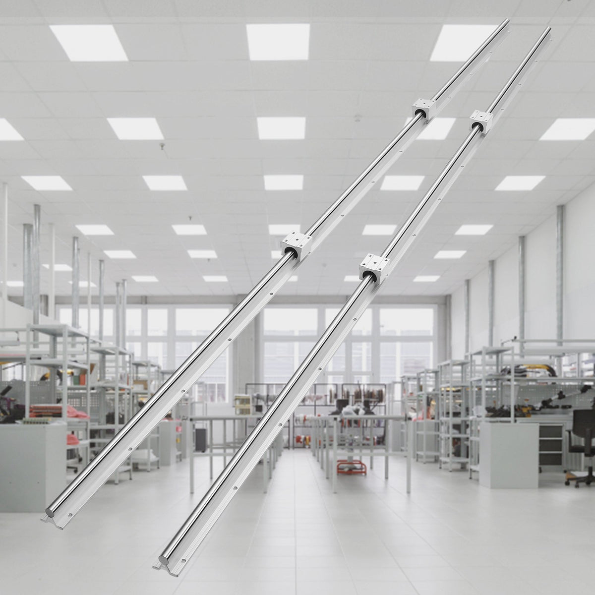 Linear Guide Rail Set SBR20 2200mm 2 Rails 4 SBR20UU Slide Blocks CNC