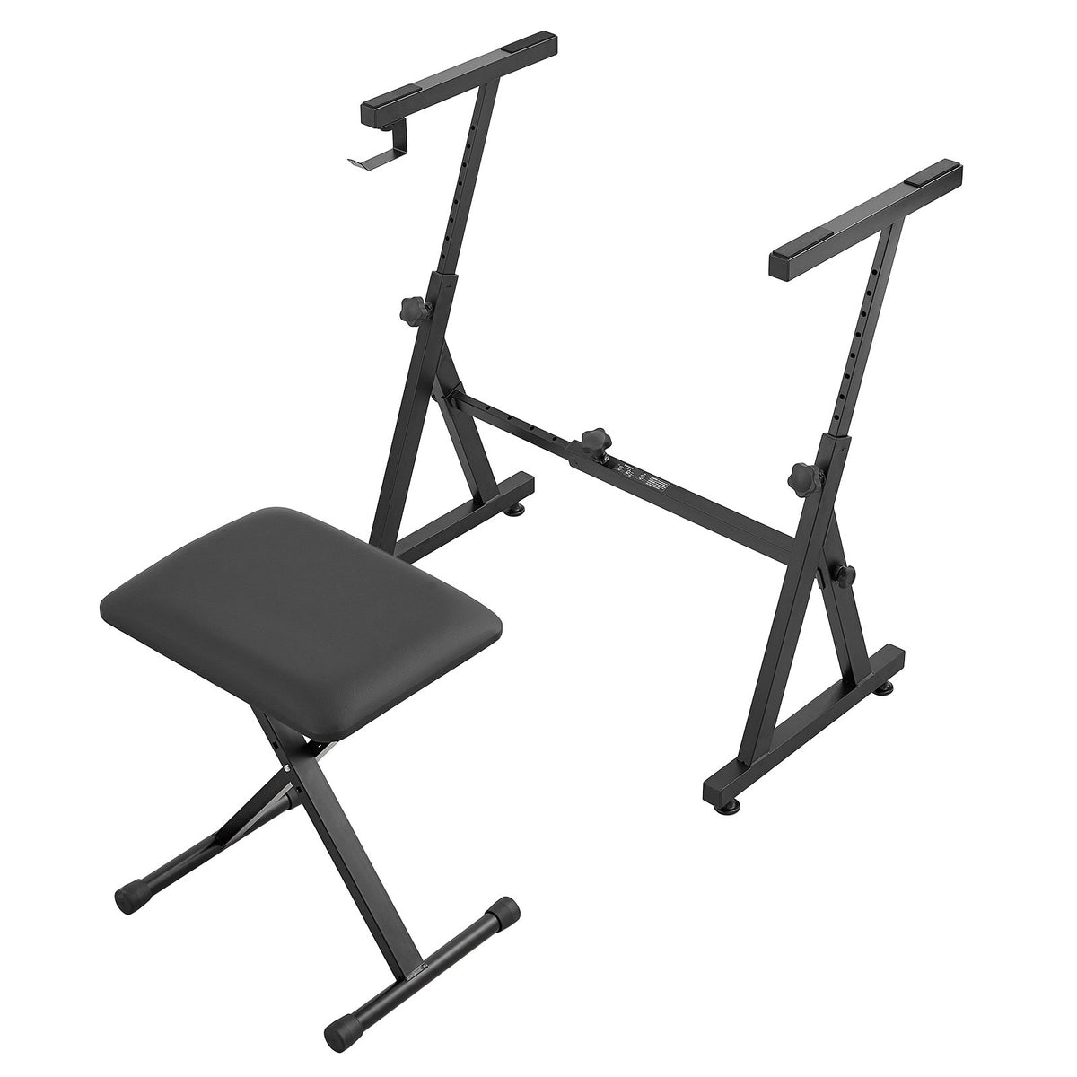 Piano Keyboard Stand and Bench Set Z-Style Heavy-Duty Adjustable for 54-88 Key