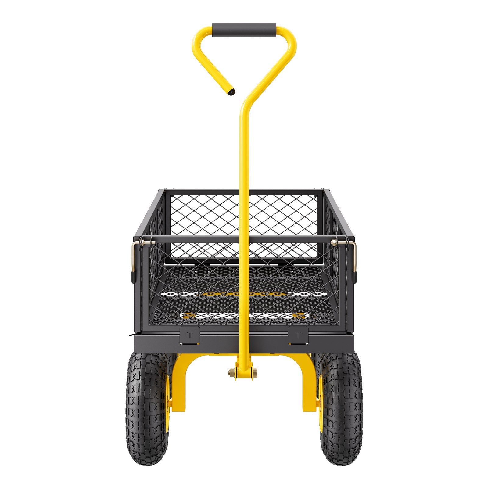 Steel Garden Cart Heavy Duty Pullable Wagon Mesh Sides 500lbs