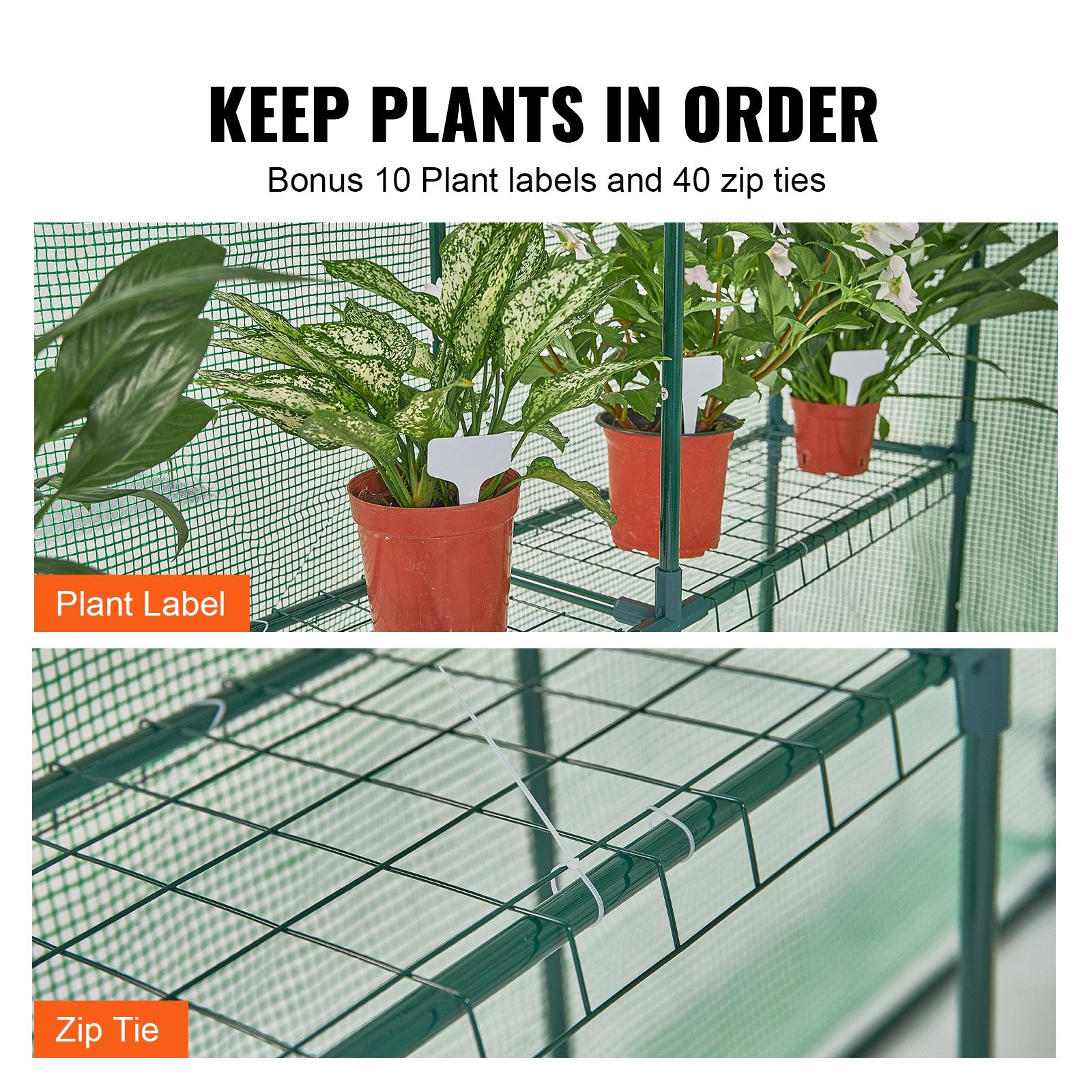 Greenhouse Walk-in with Shelves PE Cover Steel Frame Doors Windows Easy Setup
