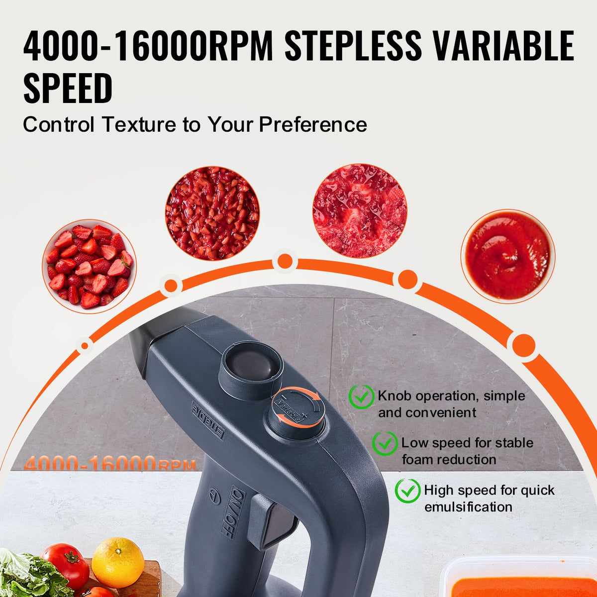 Commercial Immersion Blender 350W 12" Hand Mixer Variable Speed Stainless Blade