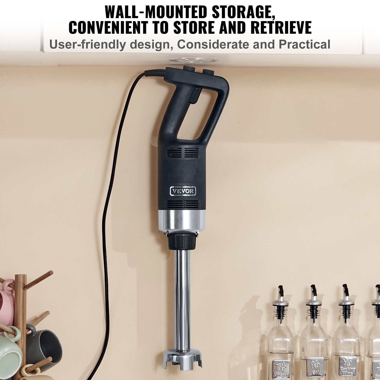 Commercial Immersion Blender 500W Variable Speed Hand Mixer 304 Stainless Blade
