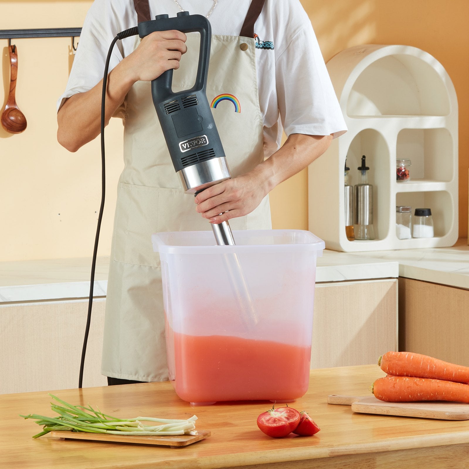 Commercial Immersion Blender 750W 16" Variable Speed Hand Mixer 304 Stainless