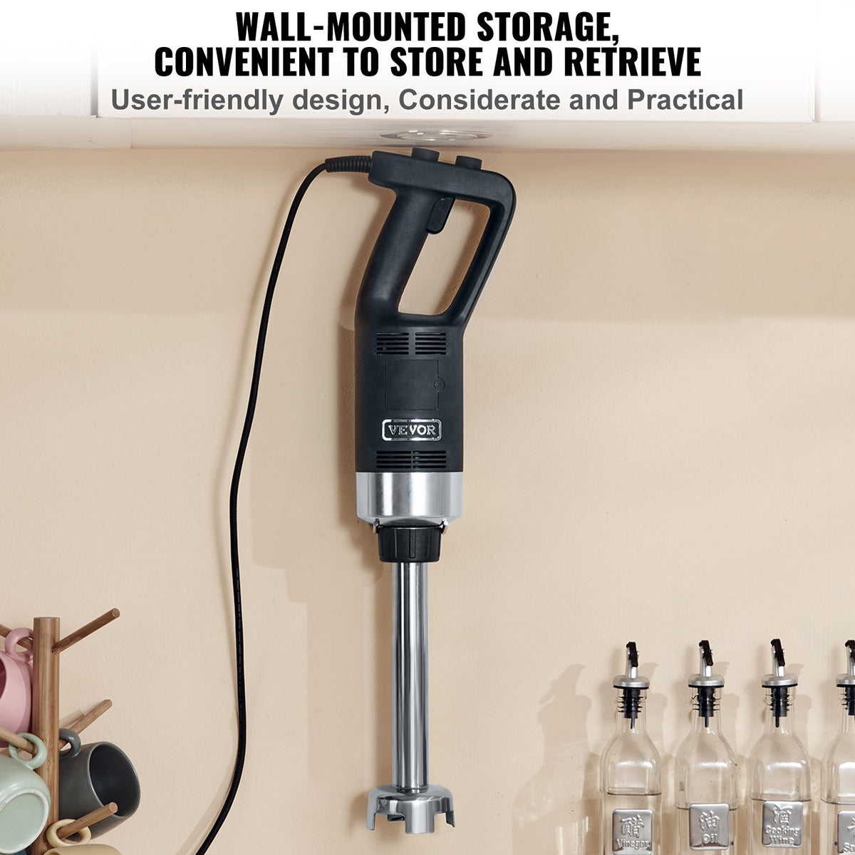 Commercial Immersion Blender 750W 12" Variable Speed Hand Mixer 304 Stainless