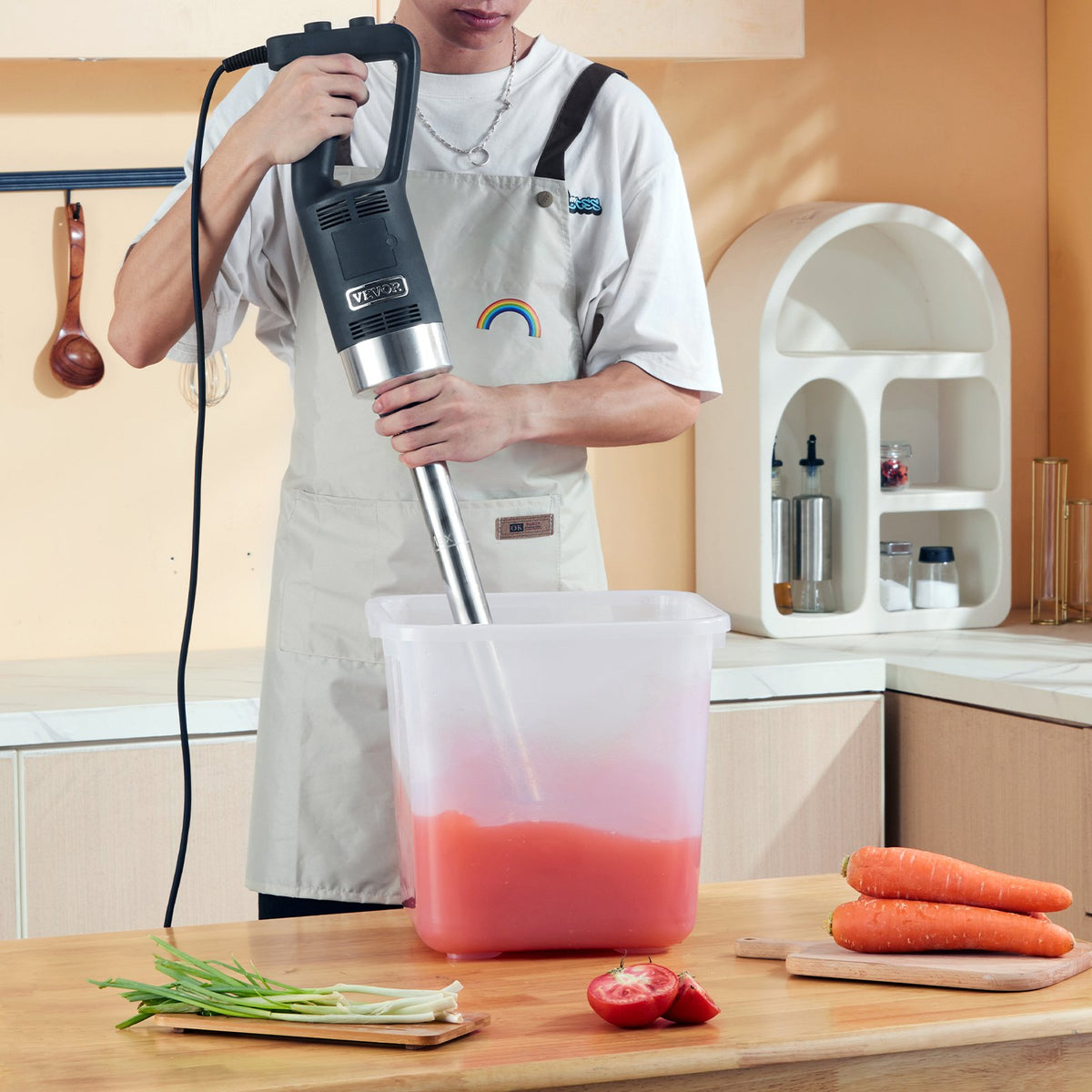 Professional Stick Blender 500W Adjustable Speed Hand Mixer with Stainless Blade