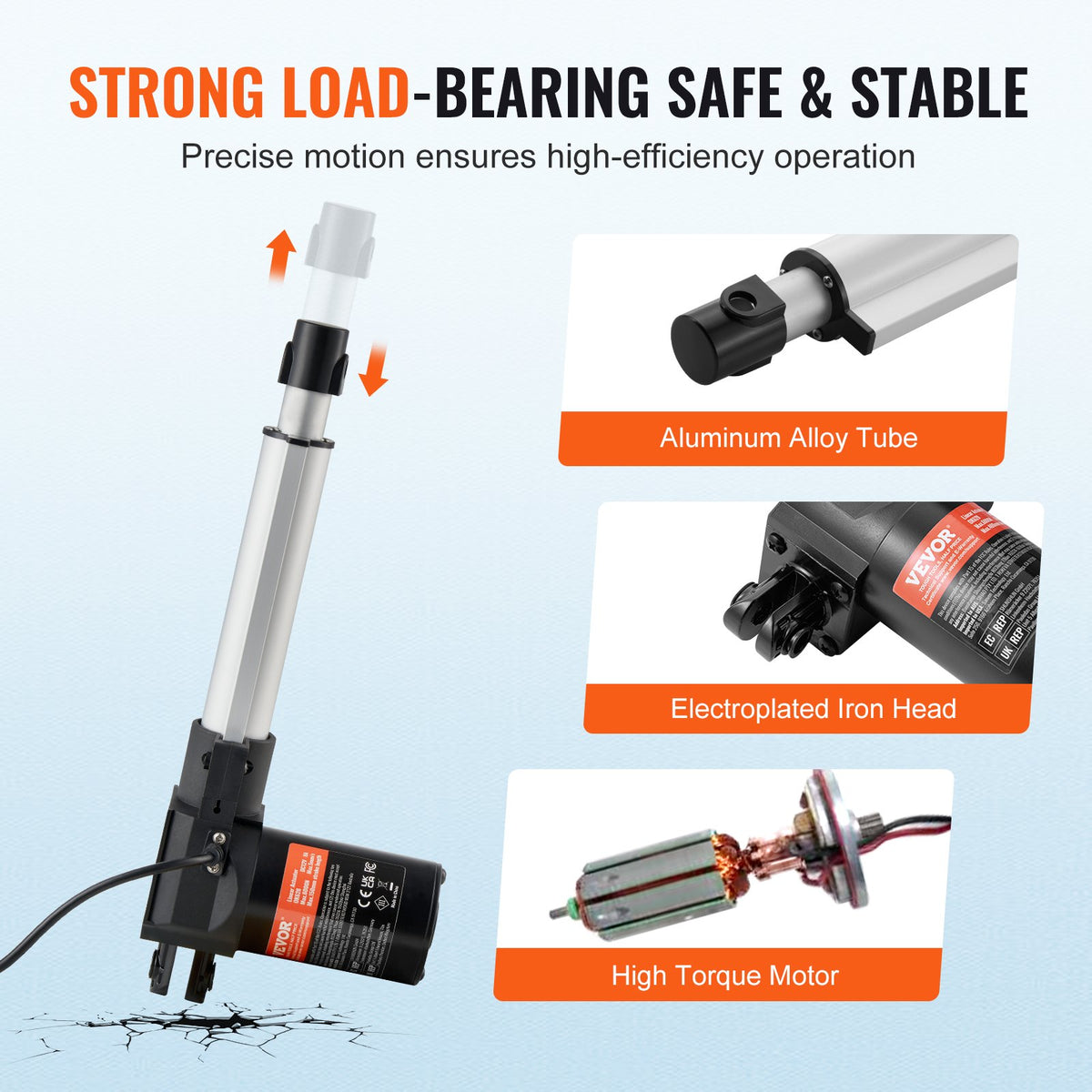 12V Heavy Duty 6 Inch Linear Actuator 1320lbs with Mounting Bracket