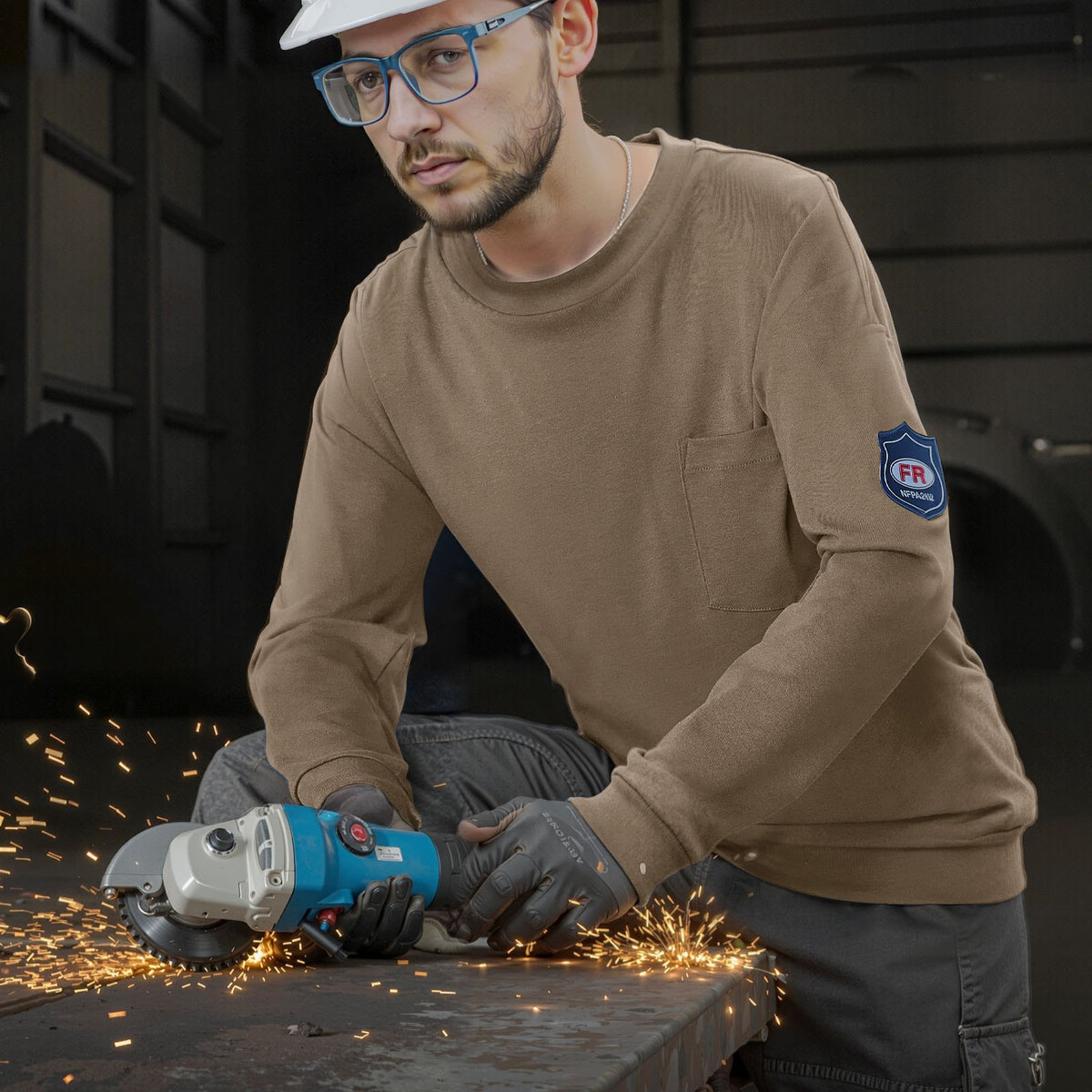 FR Shirts Flame Resistant 7oz Cotton Long Sleeve Fire Retardant Work Gray XL