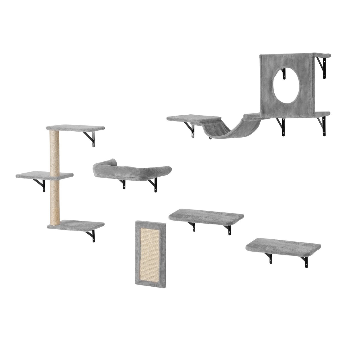 Wall Mounted Cat Shelve with Hammock Jump Boards Sofa Cat Tree 6PCS Up to 40 lbs