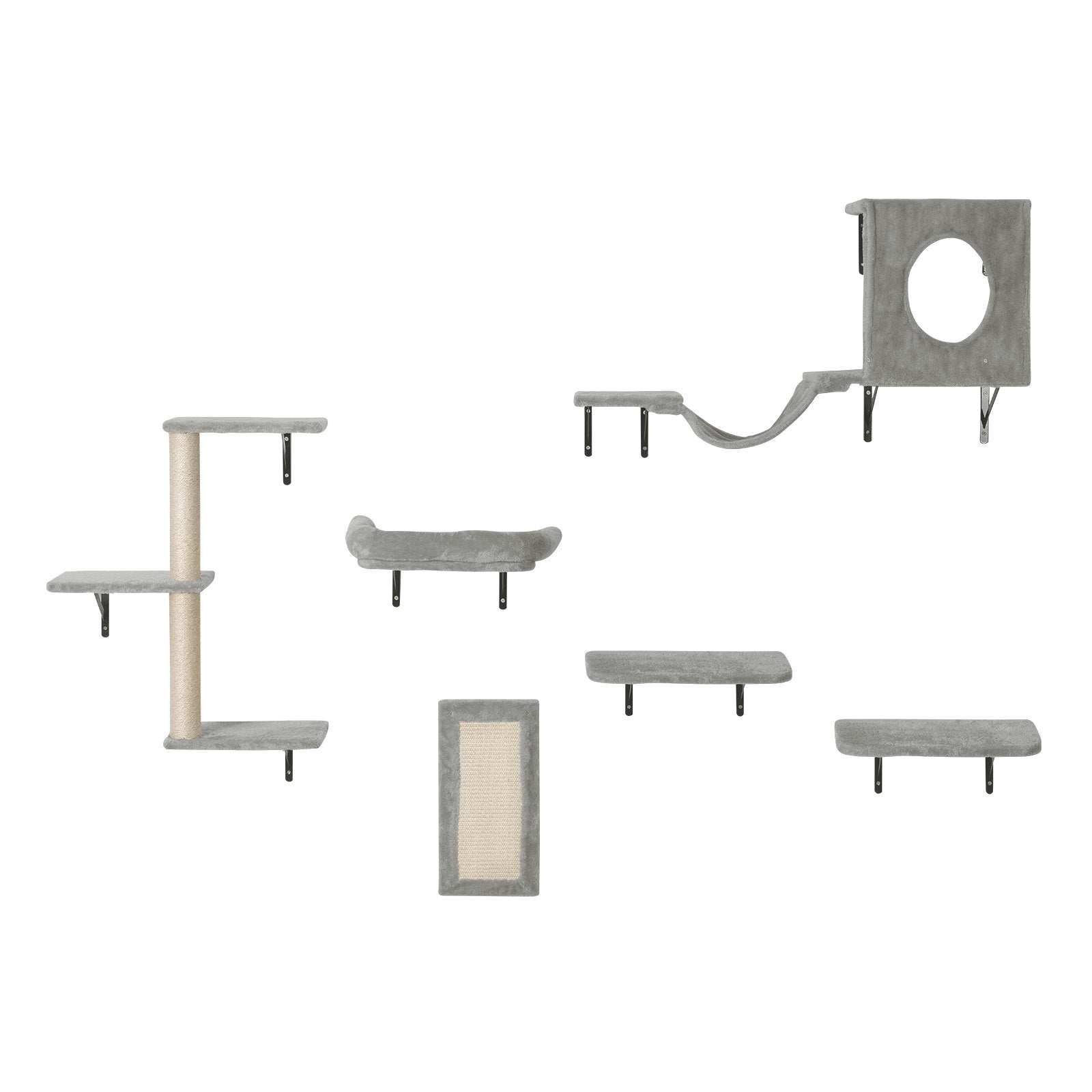 Wall Mounted Cat Shelve with Hammock Jump Boards Sofa Cat Tree 6PCS Up to 40 lbs