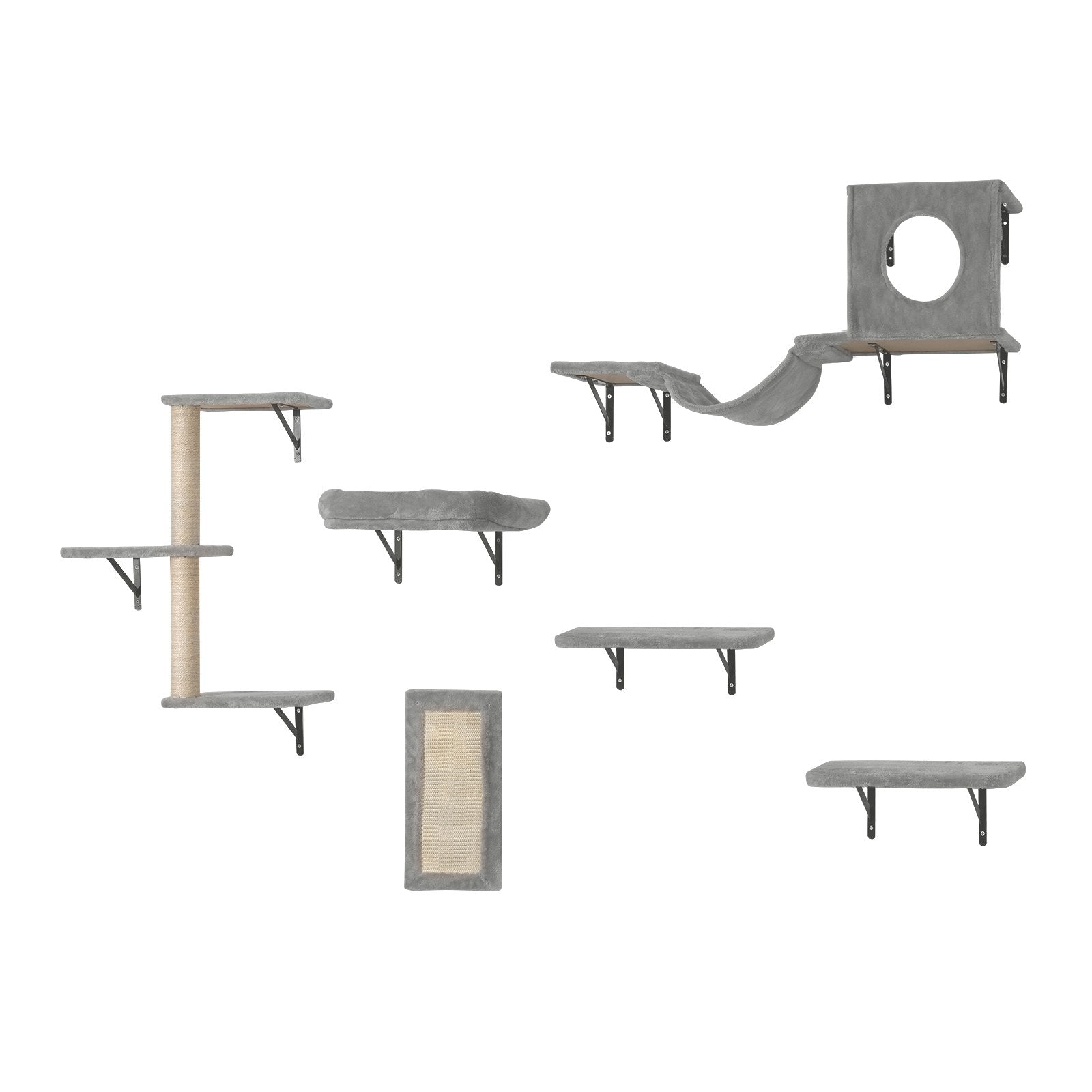 Wall Mounted Cat Shelve with Hammock Jump Boards Sofa Cat Tree 6PCS Up to 40 lbs