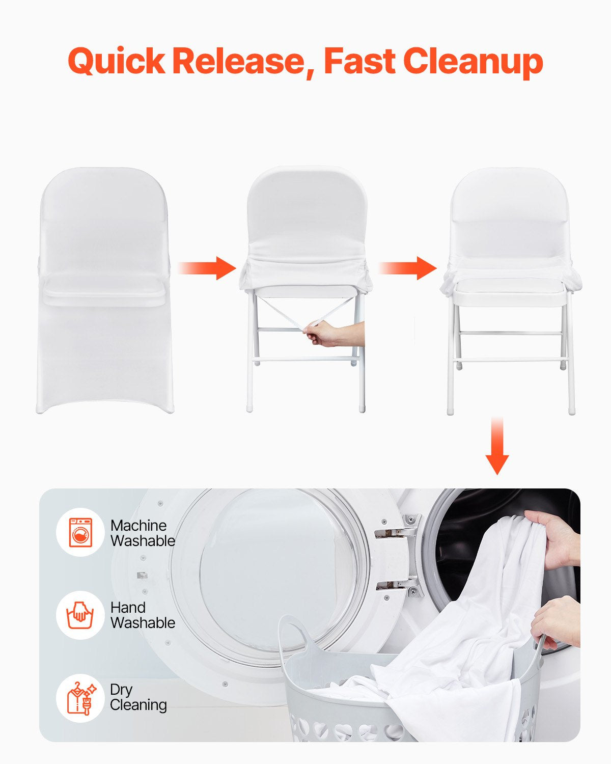 Stretch Spandex Folding Chair Covers Universal Fitted Washable Slipcovers 12PCS