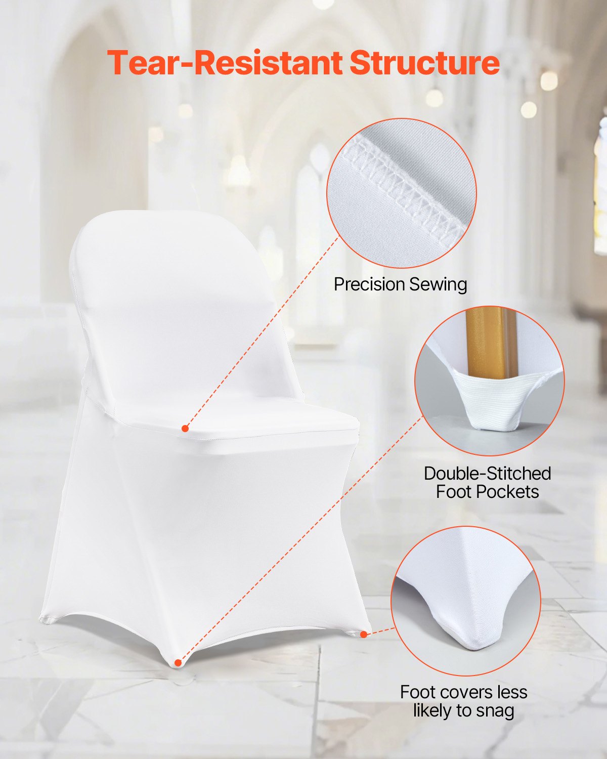 Stretch Spandex Folding Chair Covers Universal Fitted Washable Slipcovers 12PCS