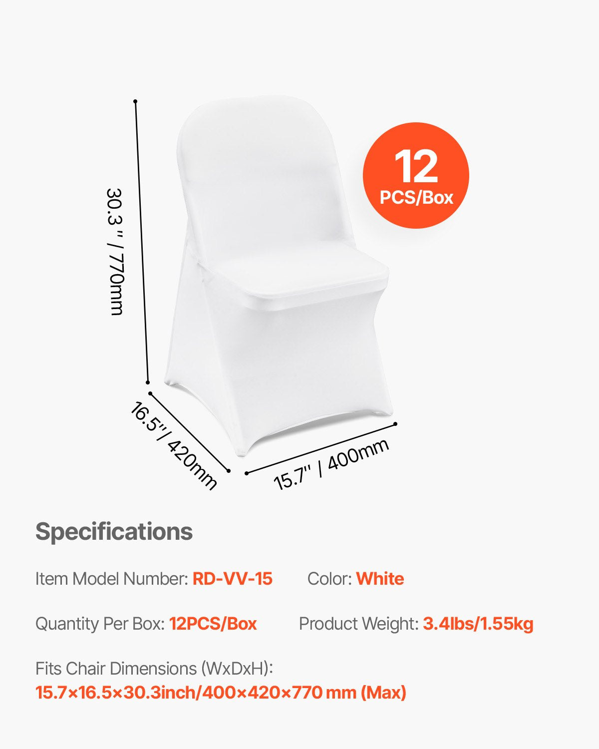 Stretch Spandex Folding Chair Covers Universal Fitted Washable Slipcovers 12PCS