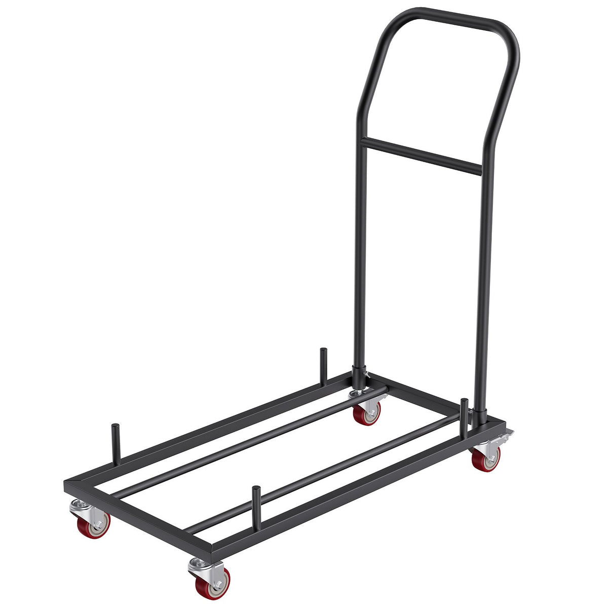 Folding Dolly Iron Commercial Cart 12 Chair Capacity with 4 Casters Black
