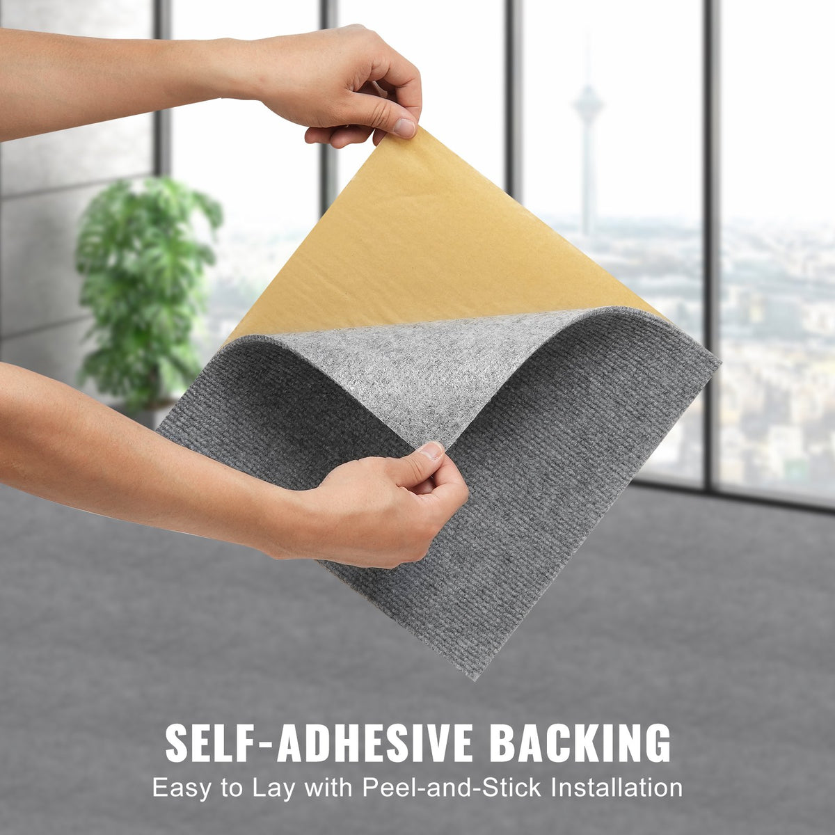 Carpet Tiles Peel Stick 12x12" Self-Adhesive 12 Tiles Light Gray Indoor Outdoor