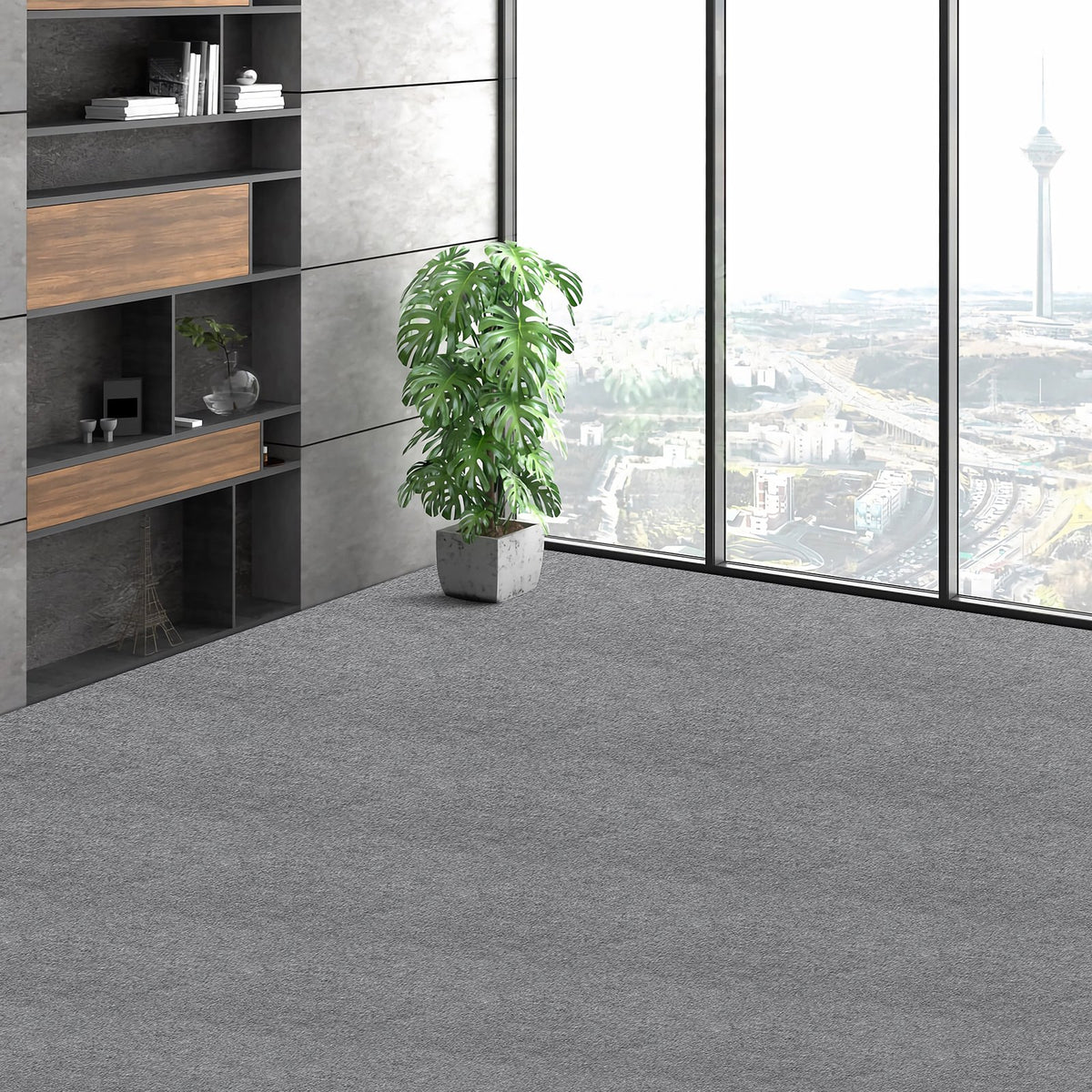 Carpet Tiles Peel Stick 12x12" Self-Adhesive 12 Tiles Light Gray Indoor Outdoor
