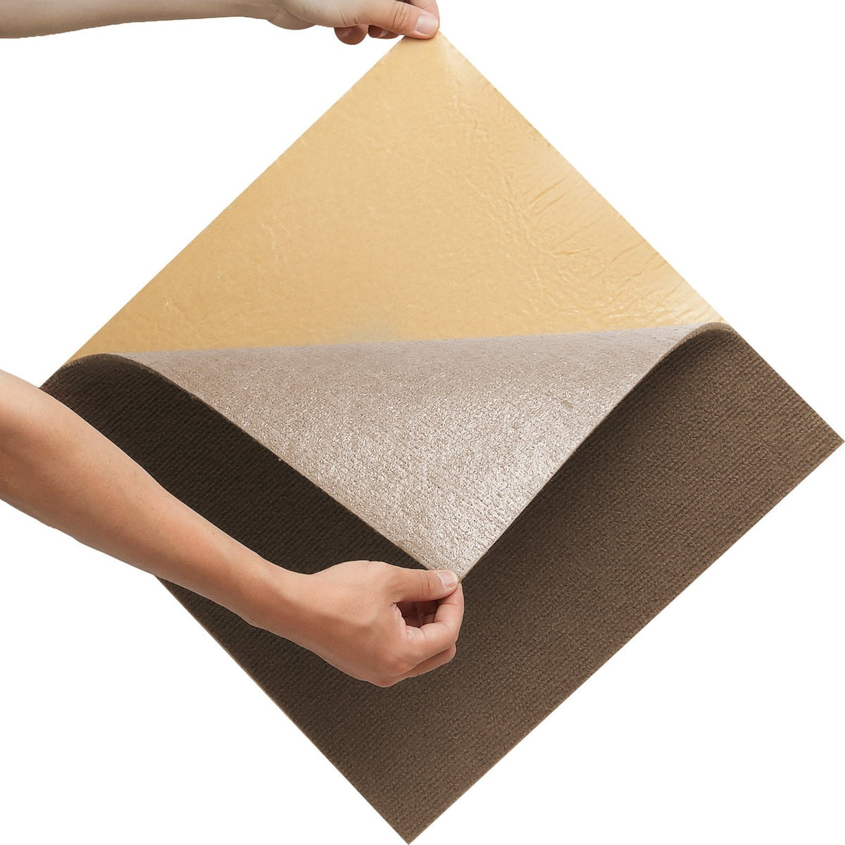 Carpet Tiles Peel Stick 18x18" Self-Adhesive 10 Tiles Dark Brown Indoor Outdoor