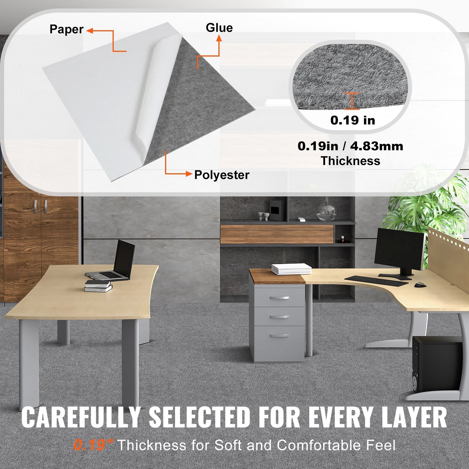 Carpet Tiles Peel Stick 24x24" Self-Adhesive 9 Tiles Light Gray Indoor Outdoor