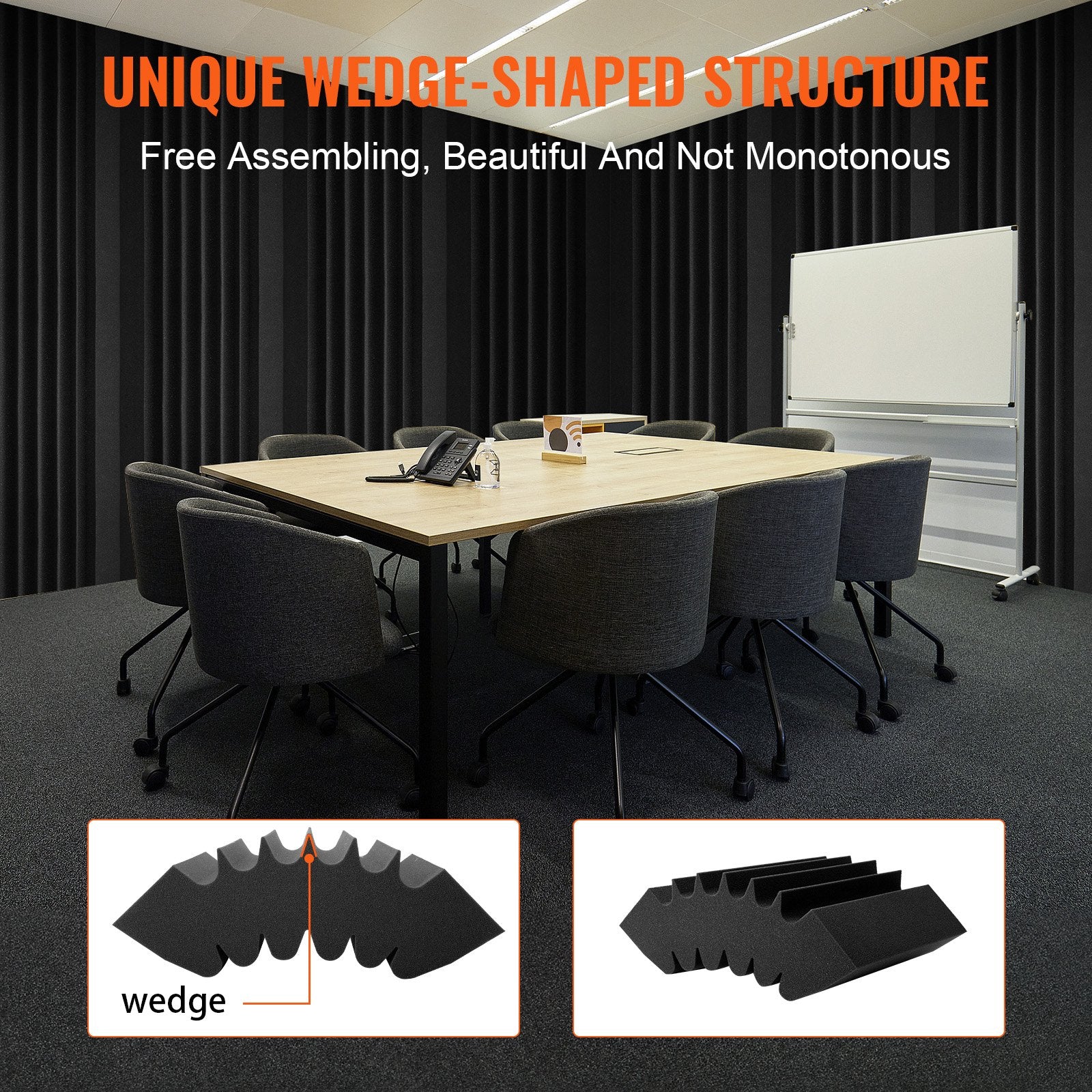Acoustic Foam Panels 4-Pack, High-Density Soundproof Wall & Ceiling Panels