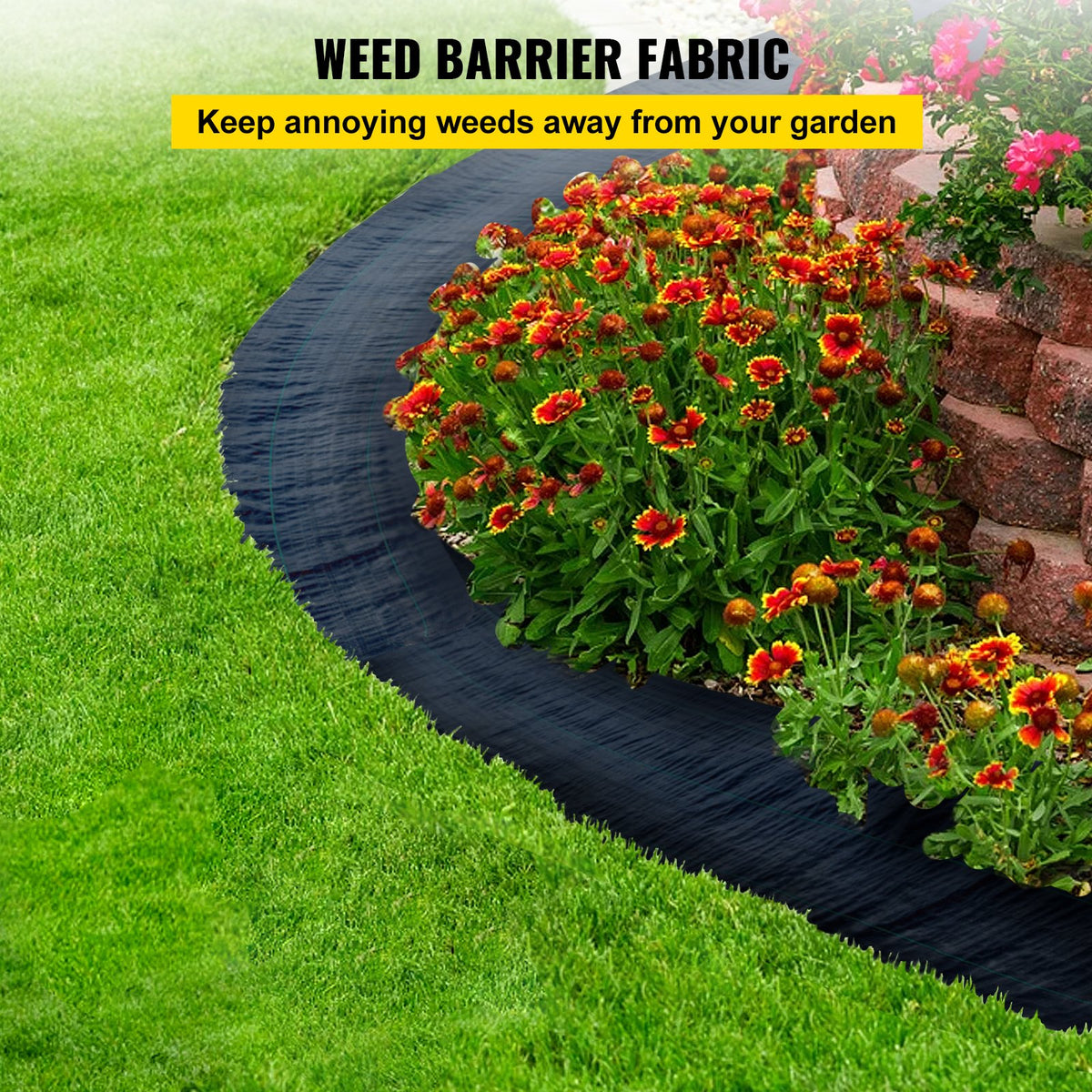 6FT x 300FT Heavy Duty Woven Weed Barrier Fabric High Permeability Ground Cover