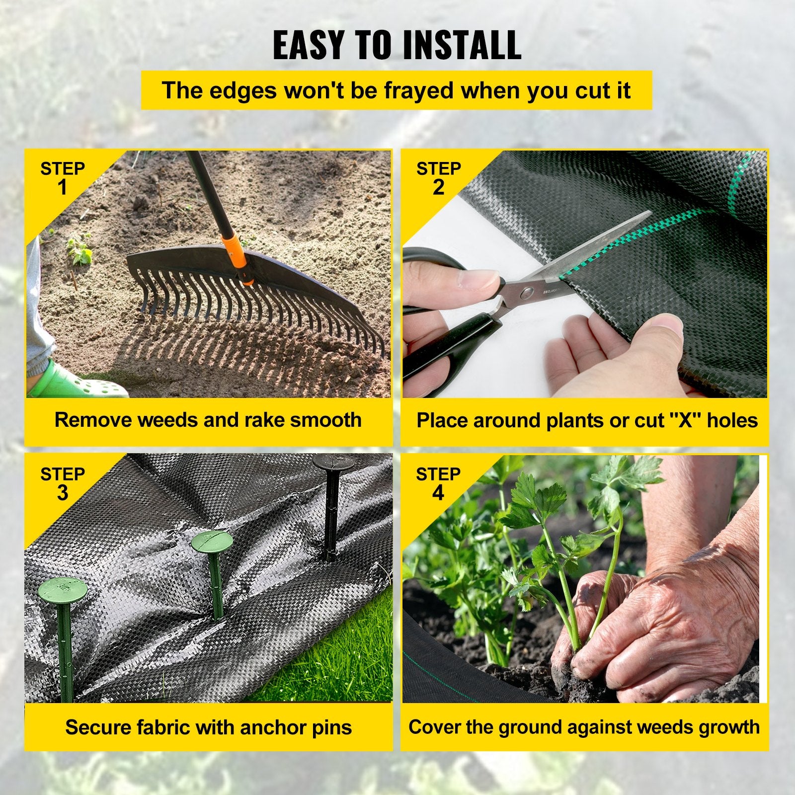 6FT x 300FT Heavy Duty Woven Weed Barrier Fabric High Permeability Ground Cover