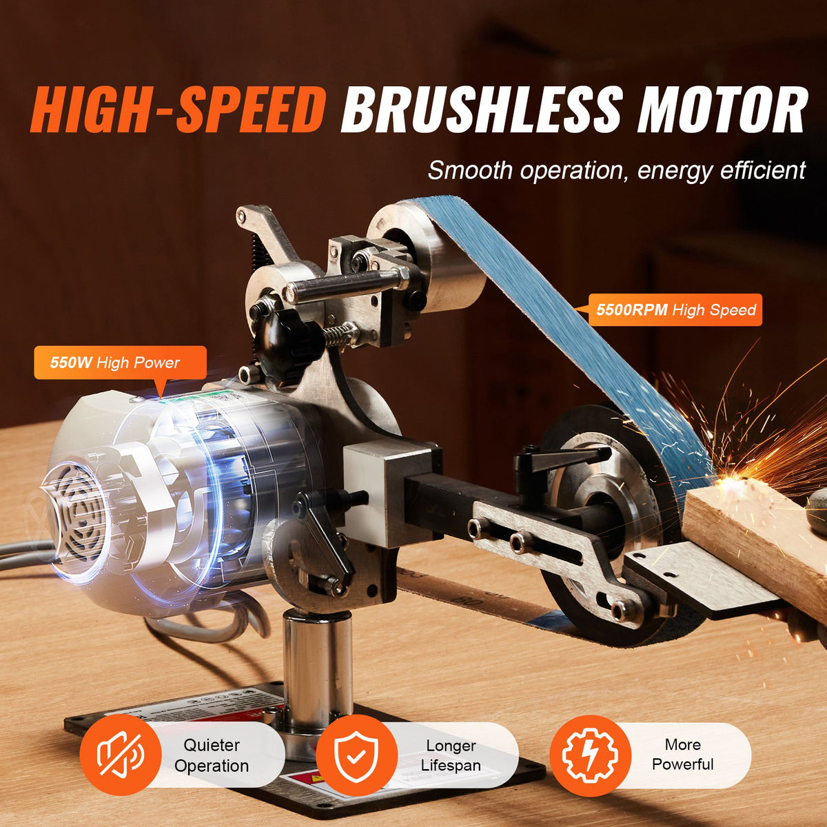 550W Variable Speed 30 x 1 Inch Belt Grinder Sander with Sanding Belts