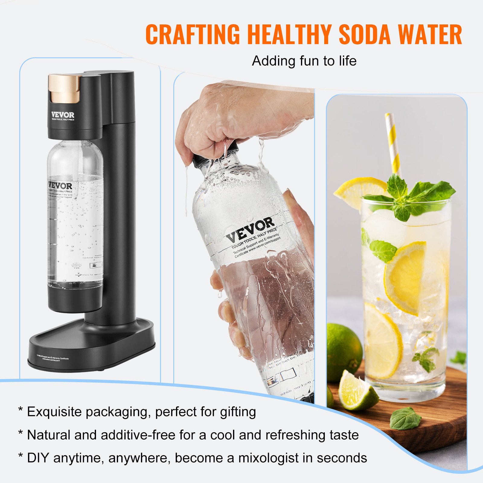 Sparkling Water Maker Soda Machine Home Carbonating Kit with 1L PET Bottle 2 CO2
