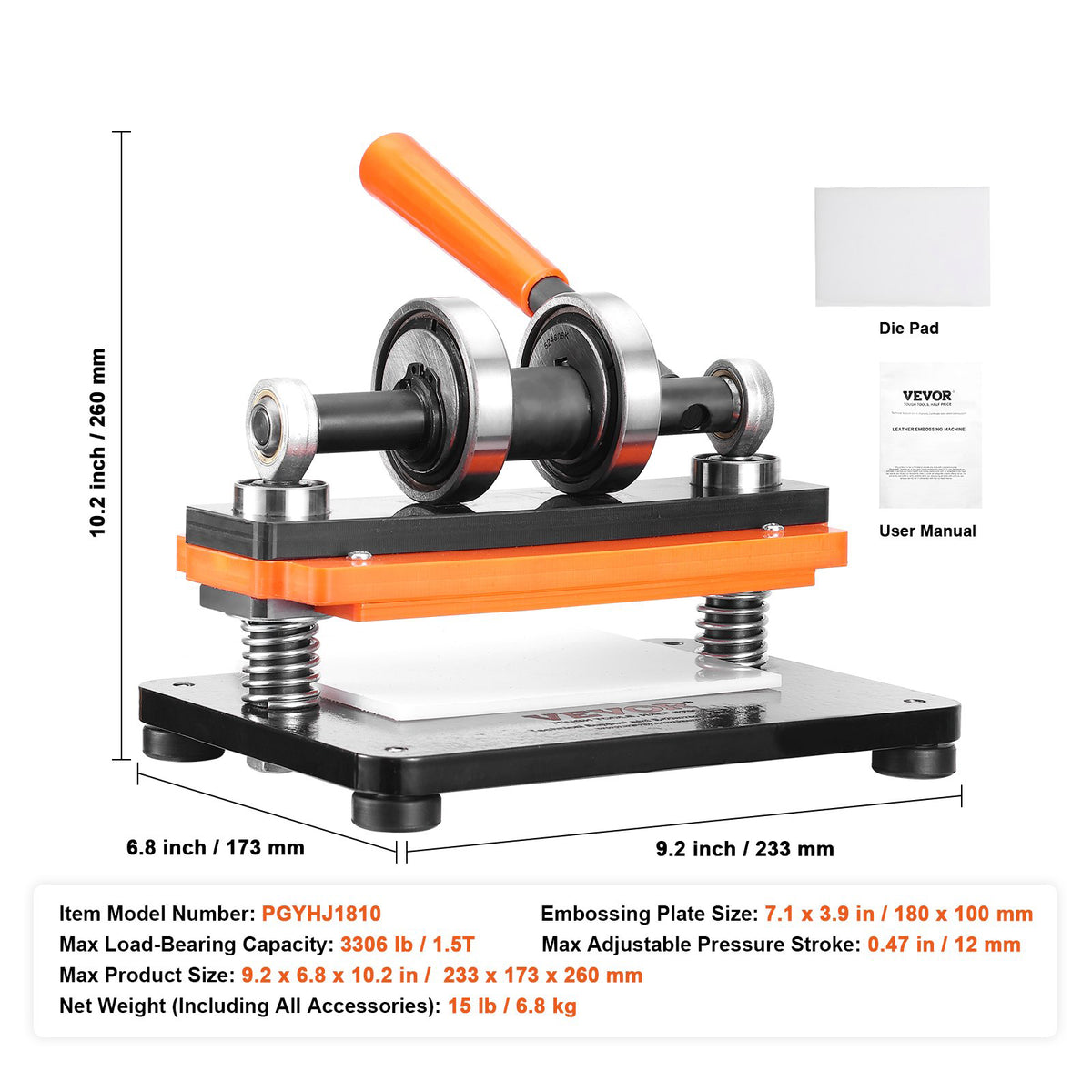 Leather Cutting Machine 7.1x3.9in Manual Die Cutter Dual Guide Shafts