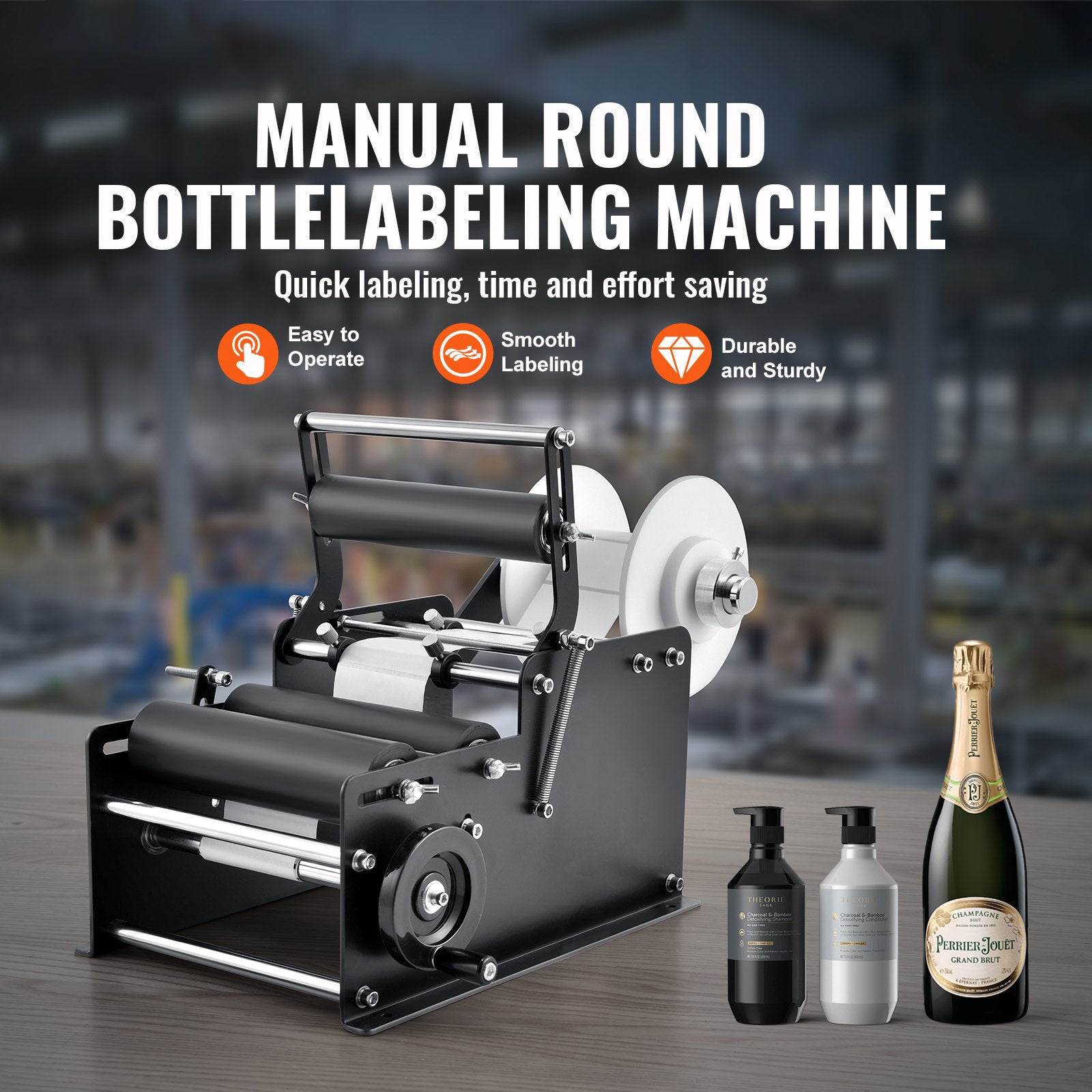 Round Bottle Labeling Machine with Adjustable Label Applicator