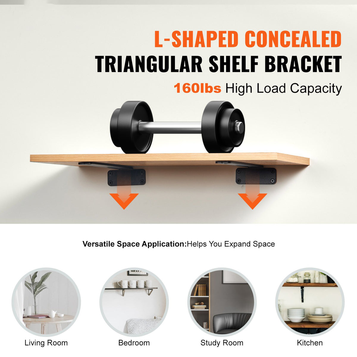 Shelf Brackets 31x10x4.5cm 6PCS Heavy Duty L Steel Brackets Matte Black