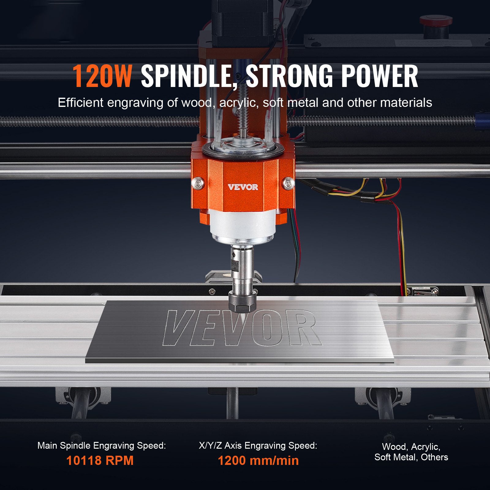 CNC Router Machine 120W 3 Axis GRBL 300x200x72mm Wood Acrylic MDF PVC Plastic