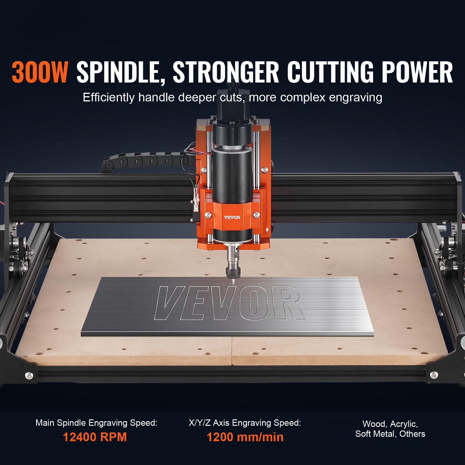 CNC Router Machine 300W 3 Axis GRBL 400x400x60mm Wood Acrylic MDF PVC Plastic