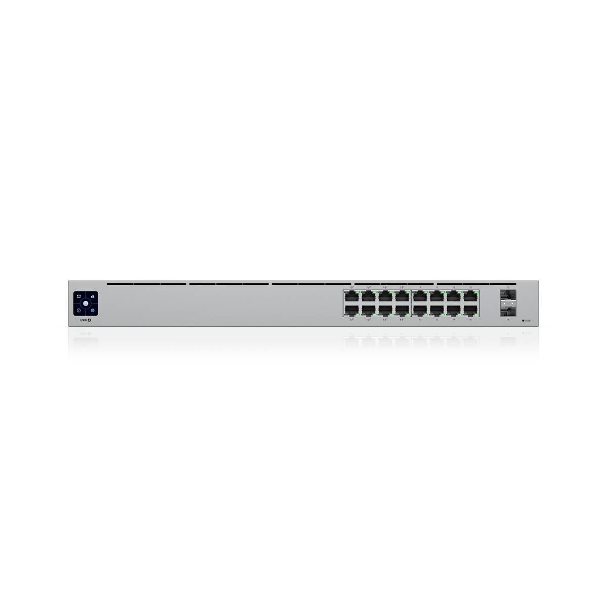 Ubiquiti UniFi 16 Port Managed Gigabit Switch with 8 PoE+ Ports 2 SFP Ports Fanless Design and Touch Display