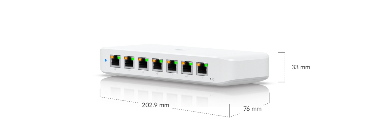 Ubiquiti Ultra 60W Compact 8 Port Layer 2 GbE PoE Plus Switch with PoE++ Input and Power Adapter