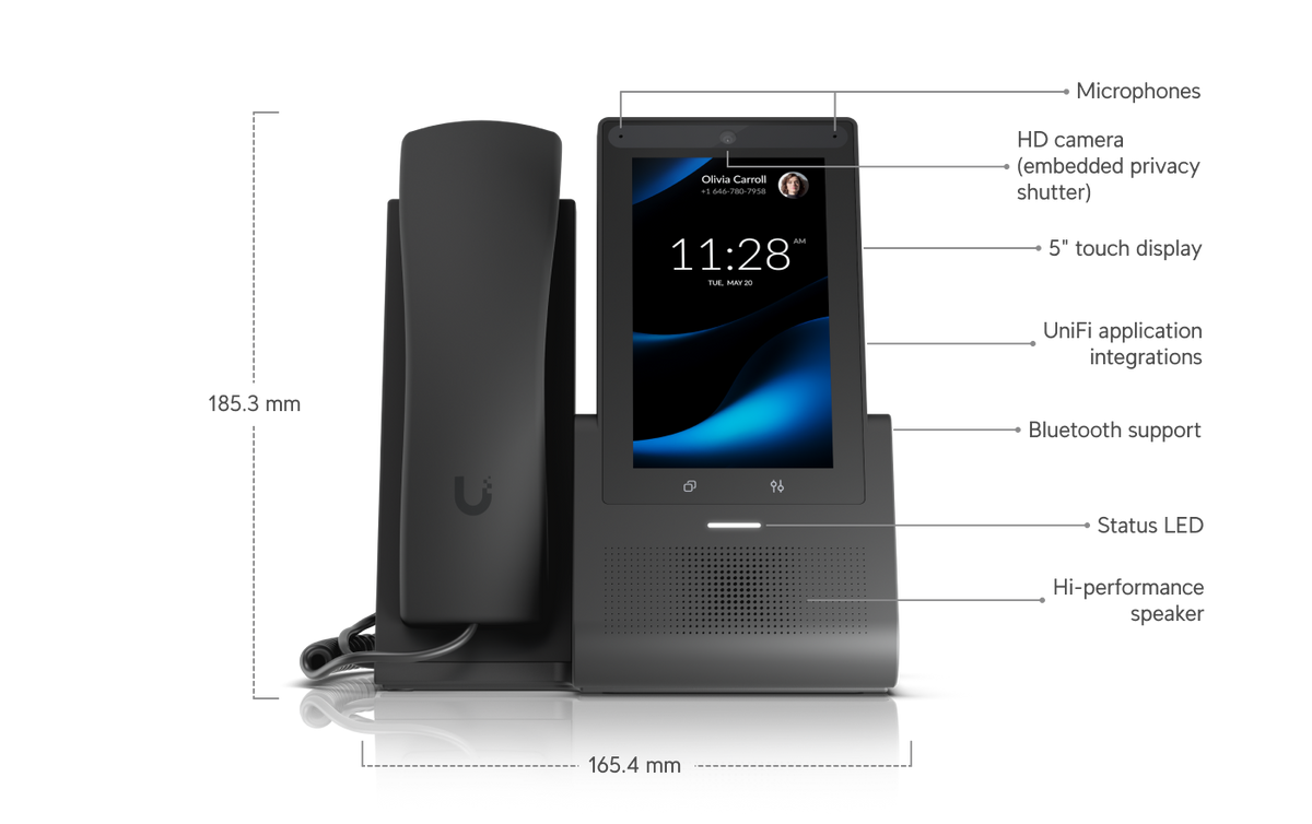Ubiquiti Talk G3 Touch Pro Compact 5" Touchscreen Desktop Smartphone with UniFi Talk and Talk Relay Support
